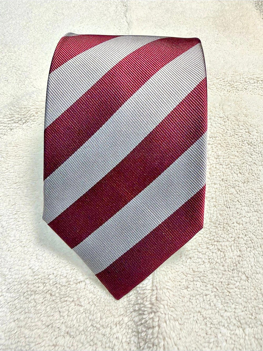 Boardroom Ties Gray & Burgundy Striped Silk Tie